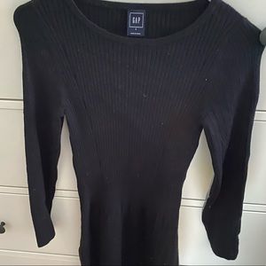 Ribbed bodycon black sweater dress